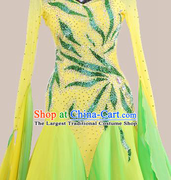 Custom International Dance Garment Ballroom Dancing Clothing Waltz Competition Fashion Modern Dance Yellow Dress