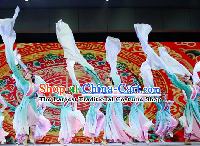 Chinese Female Group Dance Clothing Classical Dance Water Sleeve Dress Stage Performance Outfits Opera Dance Garment Costumes