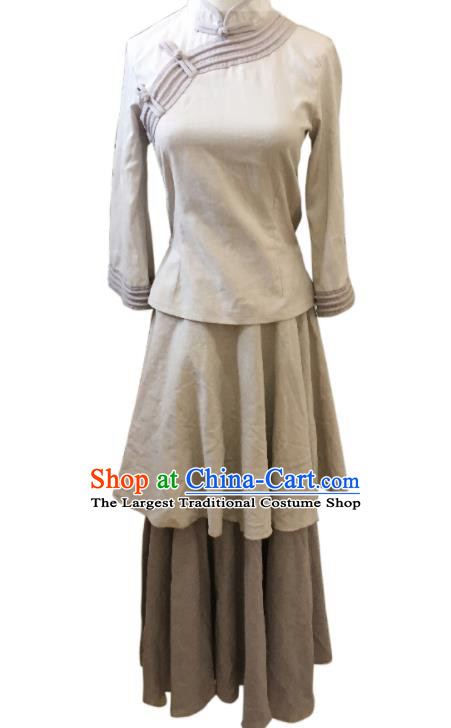 Chinese Classical Dance Garment Costumes Female Solo Dance Clothing Stage Performance Dress Ballet Dance Grey Outfits