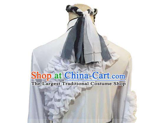 Chinese Male Stage Performance White Outfits Hanfu Dance Clothing Classical Dance Garment Costumes