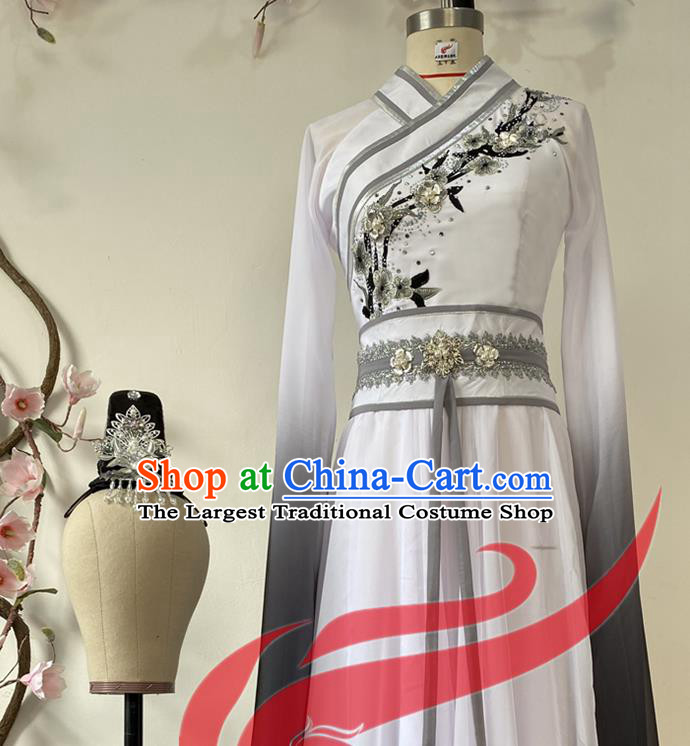Chinese Woman Umbrella Dance Clothing Classical Dance Garment Costumes Stage Performance White Dress Outfits