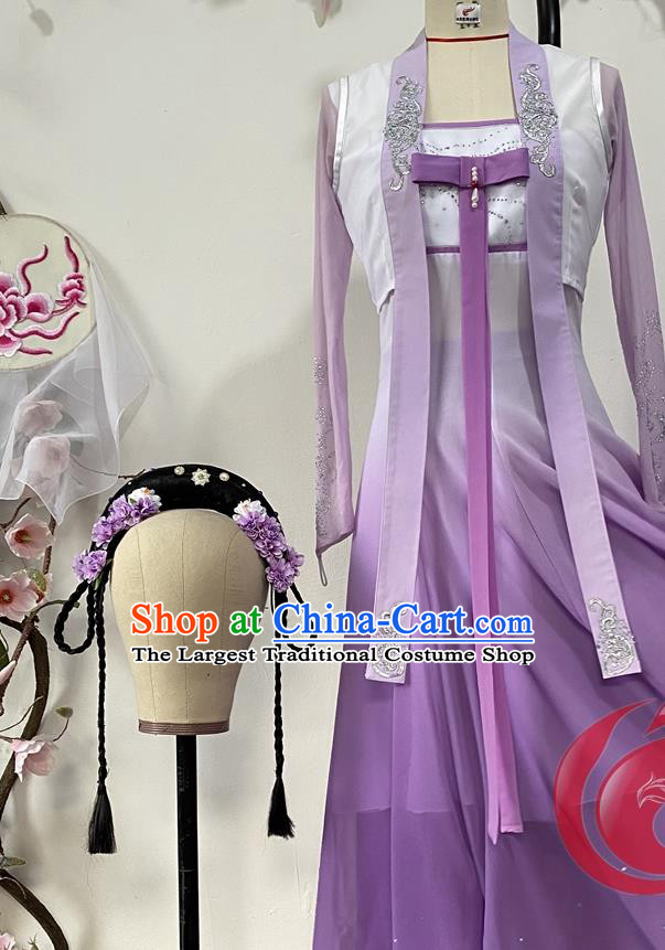 Chinese Stage Performance Purple Dress Outfits Woman Umbrella Dance Clothing Classical Dance Garment Costumes