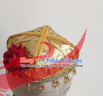 Top China Minority Square Hat Xinjiang Ethnic Festival Headwear Uyghur Nationality Folk Dance Headdress