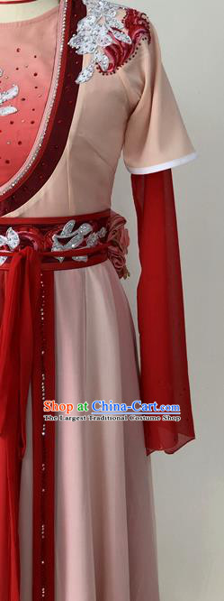 Chinese Woman Stage Performance Red Dress Outfits Hanfu Beauty Dance Luo Fu Clothing Classical Dance Garment Costumes