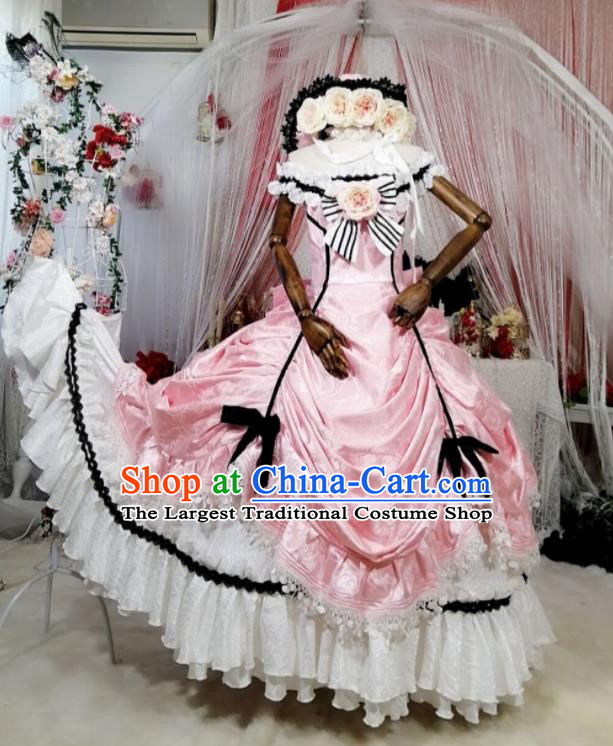 Custom Cosplay Princess Pink Dress Halloween Garment Costume European Court Woman Clothing