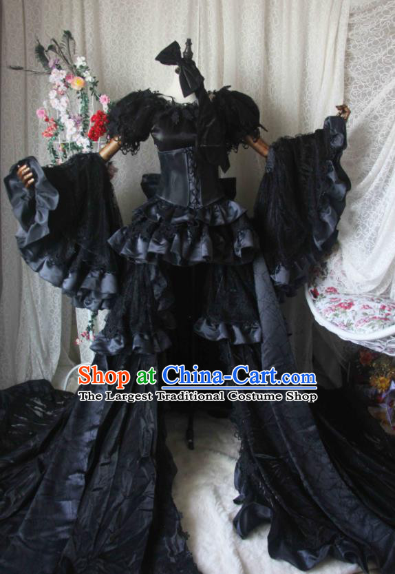 Custom Gothic Princess Clothing Cosplay Witch Black Dress Halloween Fancy Ball Garment Costume