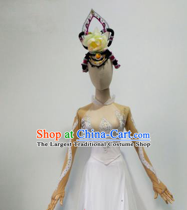 Top China Woman Group Dance Headdress Lotus Dance Hair Accessories Classical Dance Wigs Chignon Hairpieces