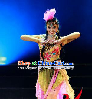 Top China Ethnic Folk Dance Feather Headdress Xinjiang Minority Performance Hair Accessories Uyghur Nationality Dance Hat
