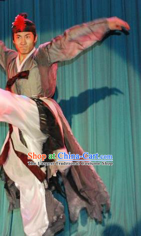 Chinese Classical Dance Garment Costumes Stage Performance Grey Outfits Cosplay Male Solo Dance Clothing