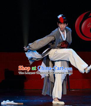 Chinese Classical Dance Garment Costumes Stage Performance Grey Outfits Cosplay Male Solo Dance Clothing