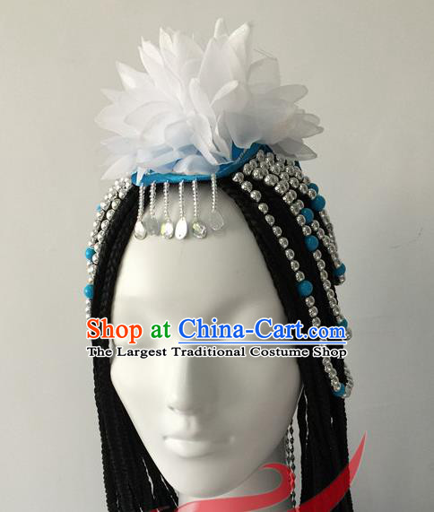 Top China Mongolian Nationality Stage Performance Headdress Ethnic Dance Hair Accessories Mongol Minority Female Dance Braid Hairpieces