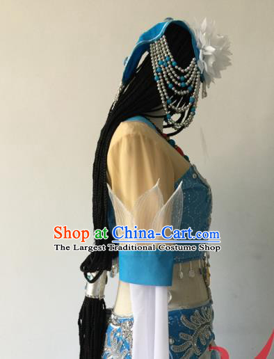 Top China Mongolian Nationality Stage Performance Headdress Ethnic Dance Hair Accessories Mongol Minority Female Dance Braid Hairpieces