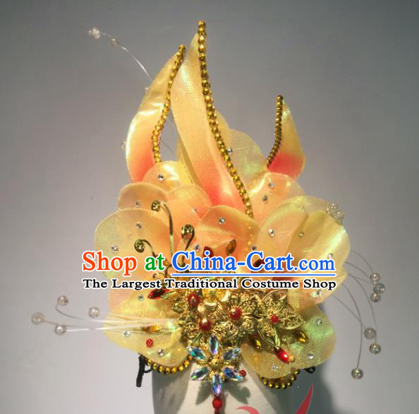 Top China Stage Performance Headpiece Spring Festival Gala Opening Dance Hair Accessories Female Group Dance Peony Hair Crown