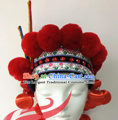 Top China Ethnic Stage Performance Headdress Minority Folk Dance Hat Zhuang Nationality Female Dance Hair Accessories
