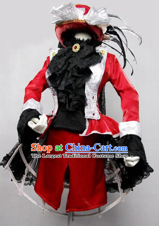 Custom Cosplay Pirates Black Lace Dress Halloween Fancy Ball Garment Costume Spanish Female Pirate Clothing