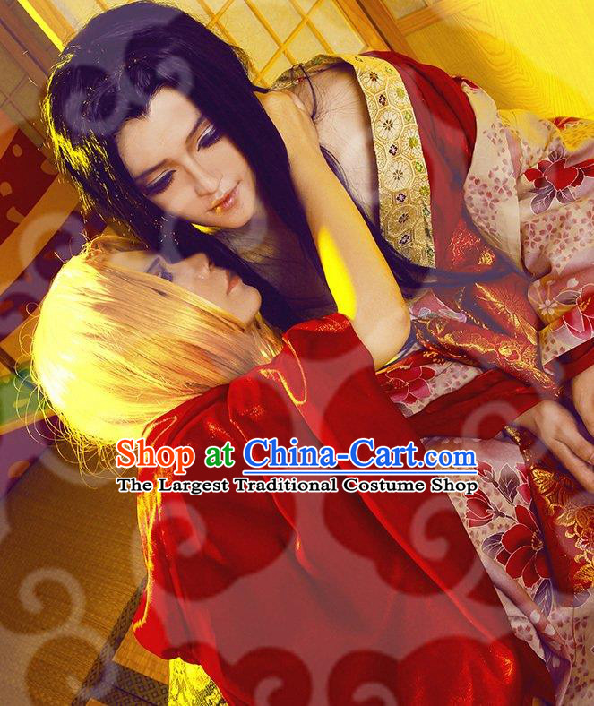 Custom Japanese Imperial Consort Clothing Cosplay Geisha Red Kimono Dress Halloween Fancy Ball Courtesan Garment Costume