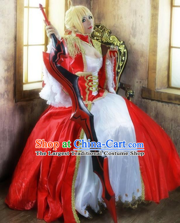 Top Grade European Princess Clothing Cosplay Queen Garment Costume Halloween Party Empress Red Dress