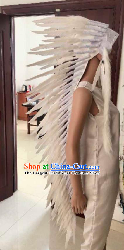Top Catwalks White Feather Headdress Stage Show Giant Hat Halloween Cosplay Indian Tribal Chief Hair Accessories