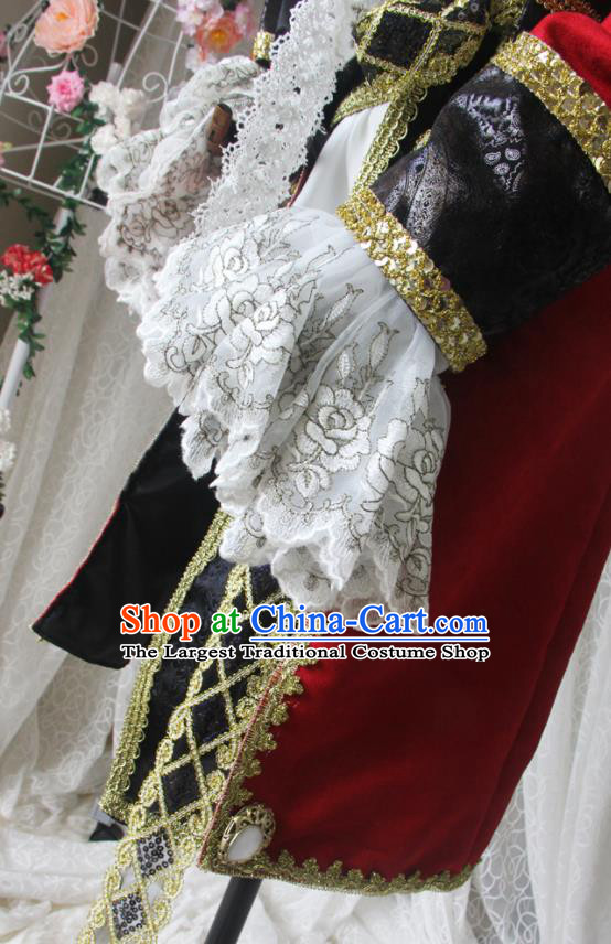 Top Halloween Cosplay Pirate Red Suits Spanish Earl Uniforms European Gentleman Garment Costumes