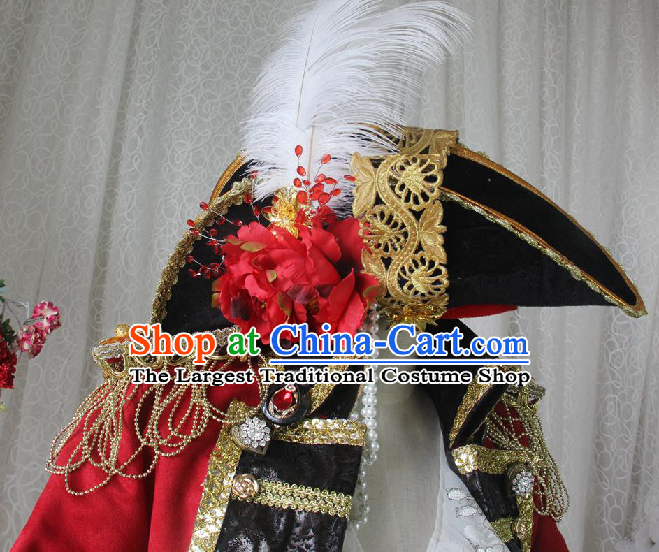 Top Halloween Cosplay Pirate Red Suits Spanish Earl Uniforms European Gentleman Garment Costumes