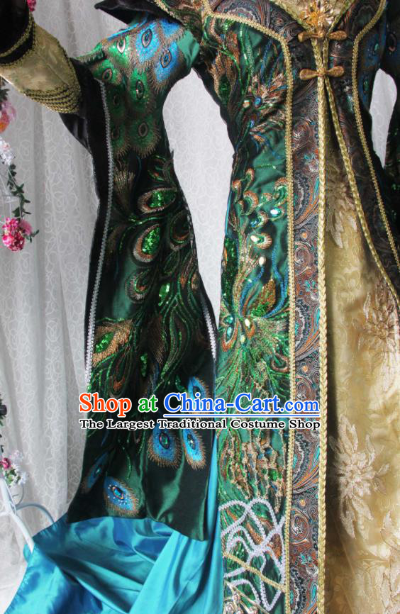 Chinese Traditional Qing Dynasty Empress Dress Ancient Queen Mother Clothing Cosplay Empress Dowager Garment Costumes