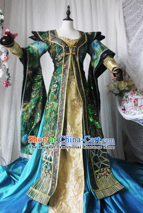 Chinese Traditional Qing Dynasty Empress Dress Ancient Queen Mother Clothing Cosplay Empress Dowager Garment Costumes