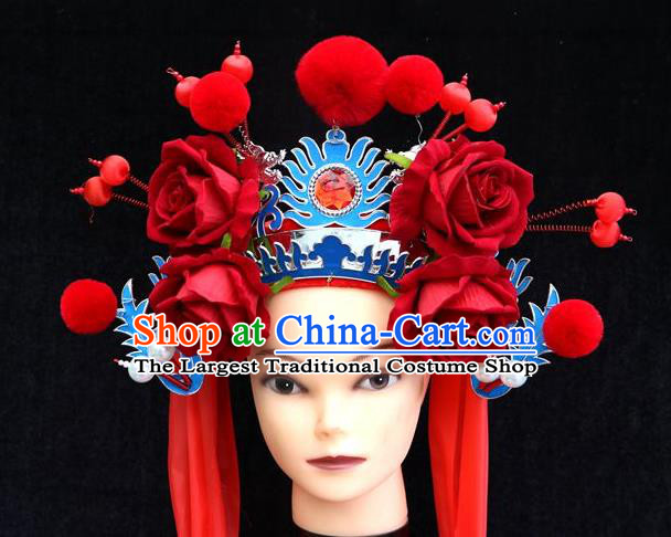 China Opera Actress Dance Hat Beijing Opera Swordswoman Headdress Ancient Female General Helmet