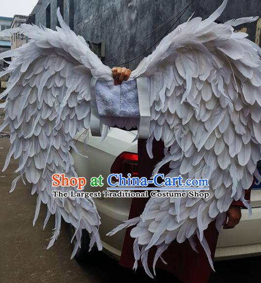 Custom Cosplay Angel Deluxe White Feather Wings Halloween Show Decorations Carnival Parade Back Accessories Miami Catwalks Props Headdress