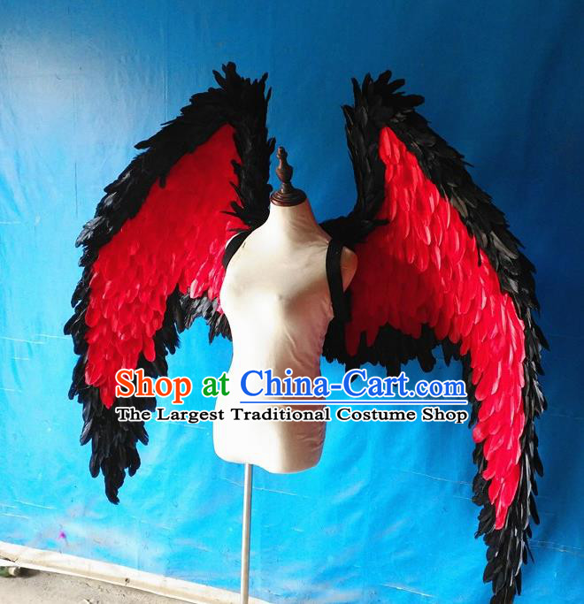 Custom Christmas Performance Props Carnival Parade Feather Accessories Miami Catwalks Back Decorations Cosplay Demon Red Feathers Wings
