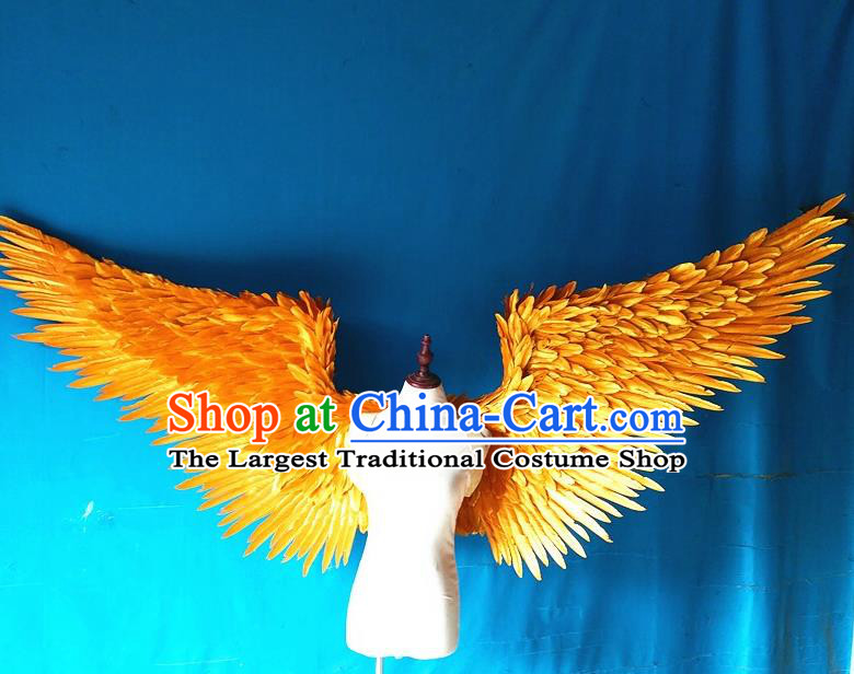 Custom Cosplay Angel Golden Feathers Wings Christmas Performance Props Carnival Parade Feather Accessories Miami Catwalks Back Decorations