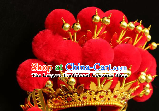 China Beijing Opera Hua Tan Headdress Ancient Bride Hair Accessories Peking Opera Diva Red Phoenix Coronet