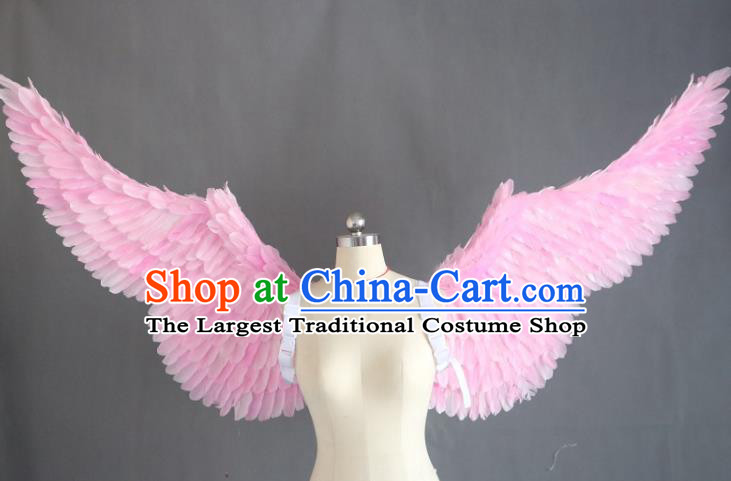 Custom Christmas Performance Pink Feather Wings Miami Catwalks Back Decoration Accessories Halloween Cosplay Angel Wing Stage Show Props