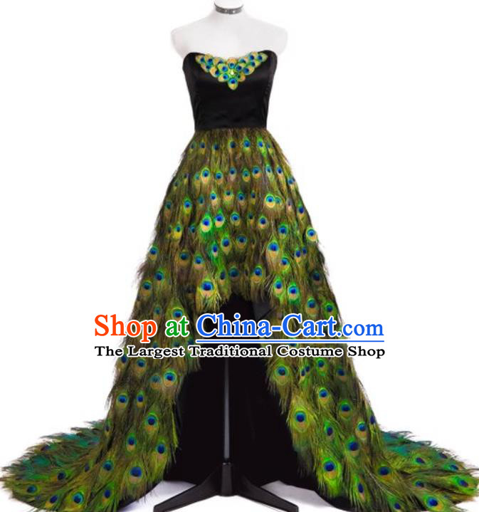 Top Halloween Cosplay Costumes Catwalks Peacock Feather Dress Stage Show Clothing