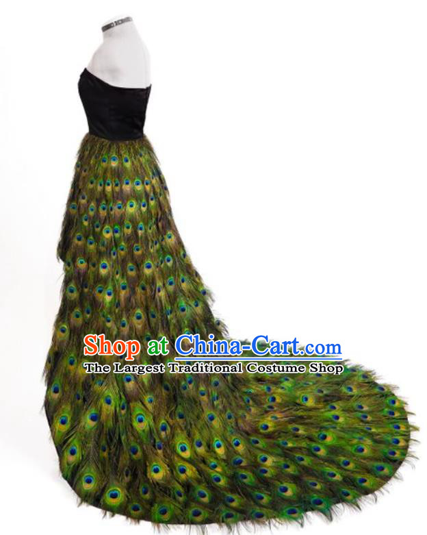 Top Halloween Cosplay Costumes Catwalks Peacock Feather Dress Stage Show Clothing
