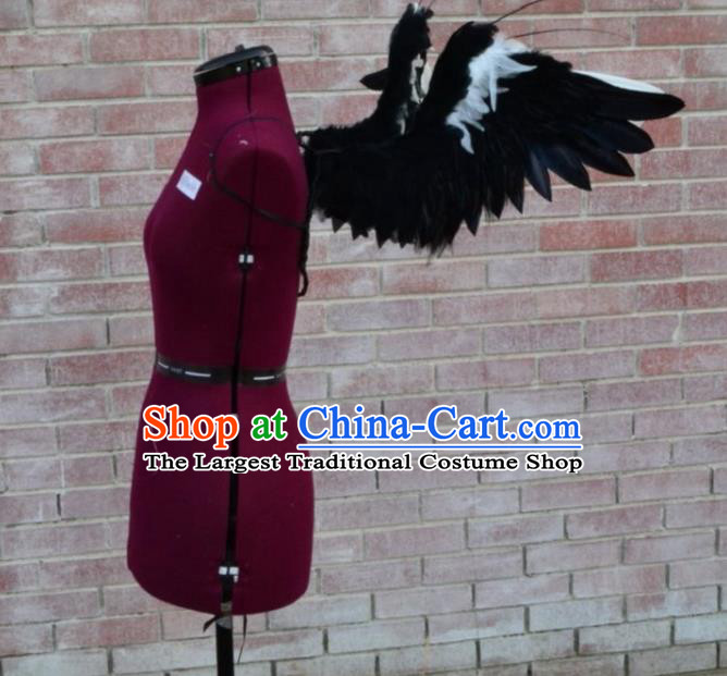 Custom Stage Show Accessories Christmas Performance Black and White Feather Wings Miami Catwalks Back Decorations Halloween Cosplay Wing Props