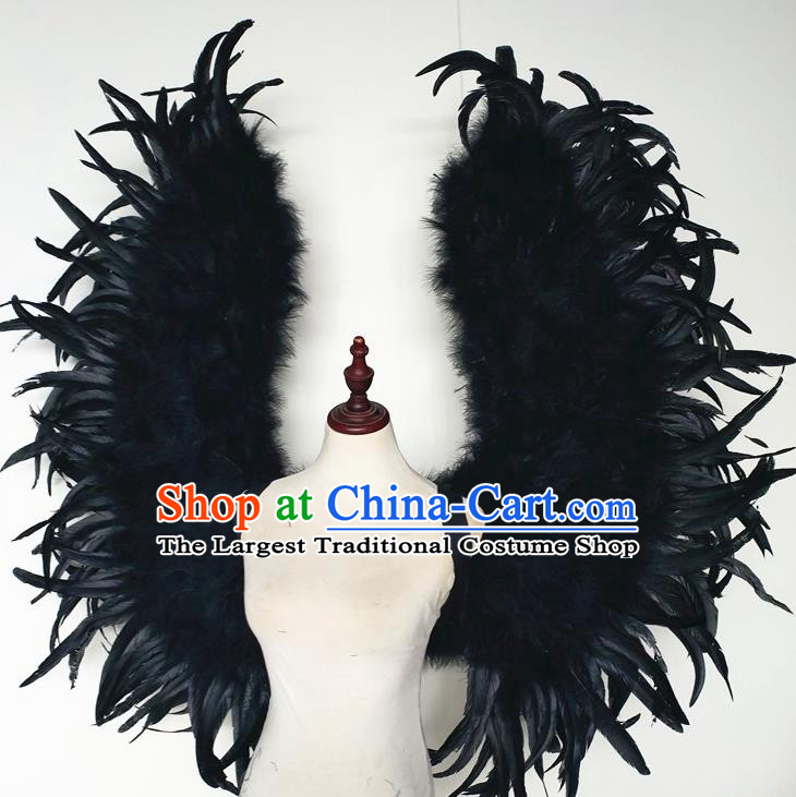Custom Cosplay Demon Black Feathers Wings Halloween Performance Props Carnival Catwalks Accessories Miami Parade Show Decorations