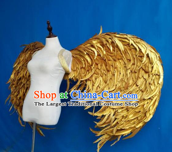Custom Halloween Fancy Ball Props Carnival Catwalks Accessories Miami Parade Show Decorations Cosplay Angel Golden Feather Wings