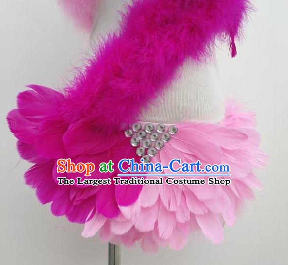 Top Stage Show Pink Feather Prop Dress Samba Dance Decorations Halloween Cosplay Accessories Miami Catwalks Swimsuits