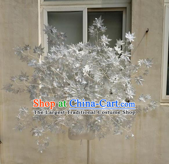Custom Carnival Parade Accessories Miami Stage Show Decorations Cosplay Angel Grey Maple Leaf Wings Halloween Fancy Ball Props