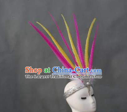 Top Stage Show Colorful Feathers Royal Crown Samba Dance Giant Headpiece Brazilian Carnival Hair Accessories Miami Catwalks Headdress