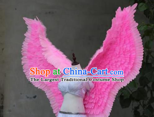 Custom Miami Show Back Decorations Cosplay Pink Feather Angel Wings Catwalks Model Props Halloween Fancy Ball Accessories Carnival Parade Wear