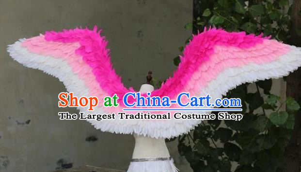 Custom Cosplay Fancy Ball Back Decorations Model Show Props Halloween Catwalks Wear Carnival Parade Accessories Miami Angel Pink Feathers Wings