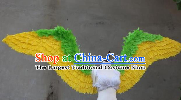 Custom Miami Angel Yellow Feathers Wings Cosplay Fancy Ball Back Decorations Model Show Props Halloween Catwalks Wear Carnival Parade Accessories