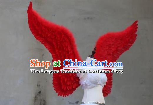 Custom Fancy Ball Deluxe Decorations Stage Show Props Halloween Cosplay Wear Carnival Parade Back Accessories Miami Angel Red Feathers Wings