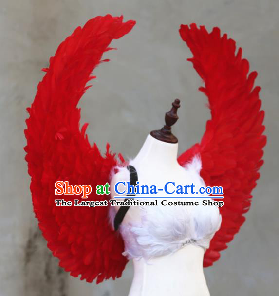 Custom Stage Show Props Opening Dance Wear Carnival Parade Back Accessories Miami Angel Red Feather Wings Halloween Cosplay Decorations