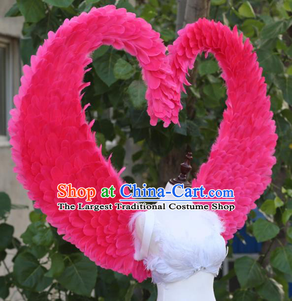 Custom Miami Angel Rosy Feather Wings Halloween Cosplay Decorations Stage Show Props Opening Dance Wear Carnival Parade Back Accessories