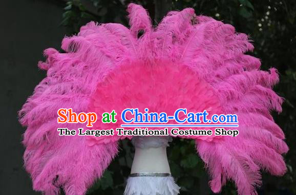 Custom Carnival Parade Back Accessories Miami Angel Pink Ostrich Feather Wings Halloween Cosplay Decorations Stage Show Props Opening Dance Wear