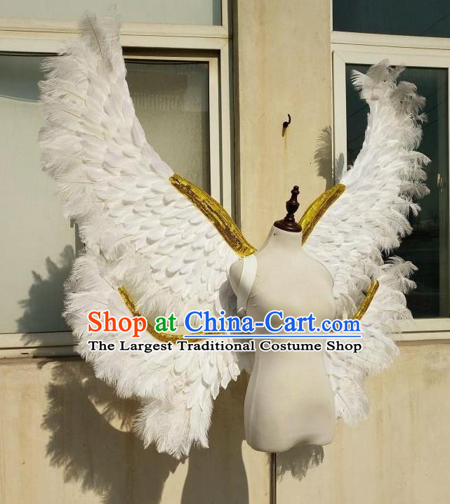 Custom Miami Show White Feather Decorations Cosplay Deluxe Butterfly Wings Catwalks Angel Props Halloween Fancy Ball Accessories Carnival Parade Wear