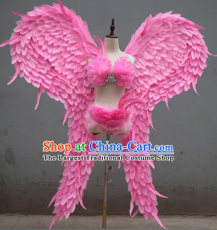 Custom Christmas Performance Props Halloween Cosplay Angel Wings Stage Show Deluxe Pink Feather Decorations Opening Dance Accessories Miami Catwalks Wear
