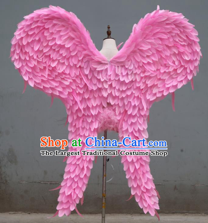 Custom Christmas Performance Props Halloween Cosplay Angel Wings Stage Show Deluxe Pink Feather Decorations Opening Dance Accessories Miami Catwalks Wear